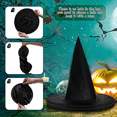 Sumind SUMIND-BLACK WITCH HAT BULK-49 20 Pieces Halloween Decorations Witch Hats Black Hanging Floating Witch Hat Bulk For Women 60 Pieces 3D Bat Stickers Wall Decal thumb #4