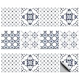 CHGCRAFT 36 Stück 4 Stil Fliesenaufkleber Spanischer Portugiesischer Stil Peel und Stick Wandfliesenaufkleber Wasserdicht selbstklebend für Küche Bad Wandkunst Dekor, 4×4 Zoll