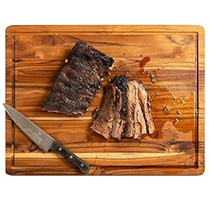 Terra Teak Large Wooden Cutting Board with Juice Groove, 24 x 18 x 1.5 Inch, Brazilian Teak Wood
