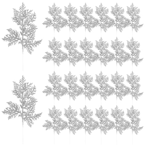 Ramas de árbol de Navidad plateadas para decorar centros de mesa y ramos de hogar 2