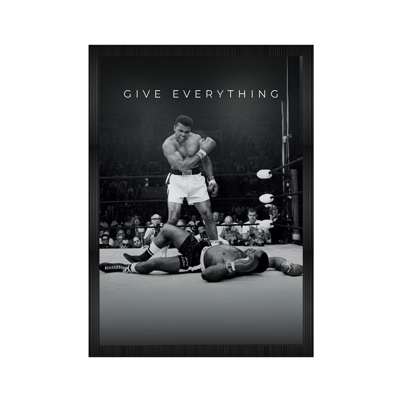Image of CodersParadise Boxing Legend Motivational Poster Frame | Premium A4 Framed Wall Art for Bedroom, Office & Gym | inchGive Everything inch Inspirational Athlete Decor for Fighters & Sports Fans