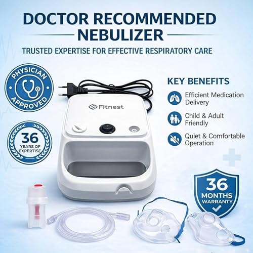 Image of (USA) Advanced Compressor Nebulizer Machine with 3 Modes For Adults, Kids & Babies| Low Noise Nebuliser Machine with Complete Kit (1 Child Mask, 1 Adult Mask, 1 Medicine Container & 3 Filters ) | 3 Years Warranty
