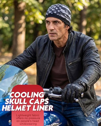 Image of 9 Pcs Cooling Skull Cap Camo Liner Sweat Wicking Lightweight Cycling Cap Running Hat for Men Women