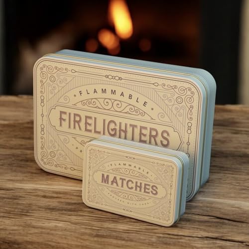 TINIT Firestarter & Match Tin Set - Fireplace Storage Fireside