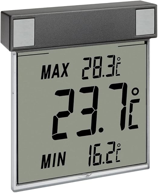 TFA Dostmann Digital Window Thermometer, 30.1025.10, for Determining Outdoor Temperature, Easy Attachment, Amazon Exclusive, Anthracite