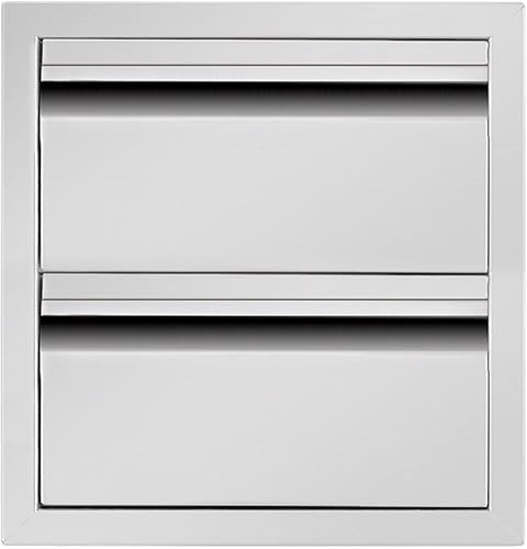 Cajón de cocina para exteriores de 14 pulgadas de ancho, de acero inoxidable, doble cajón, montaje empotrado para isla de cocina al aire libre