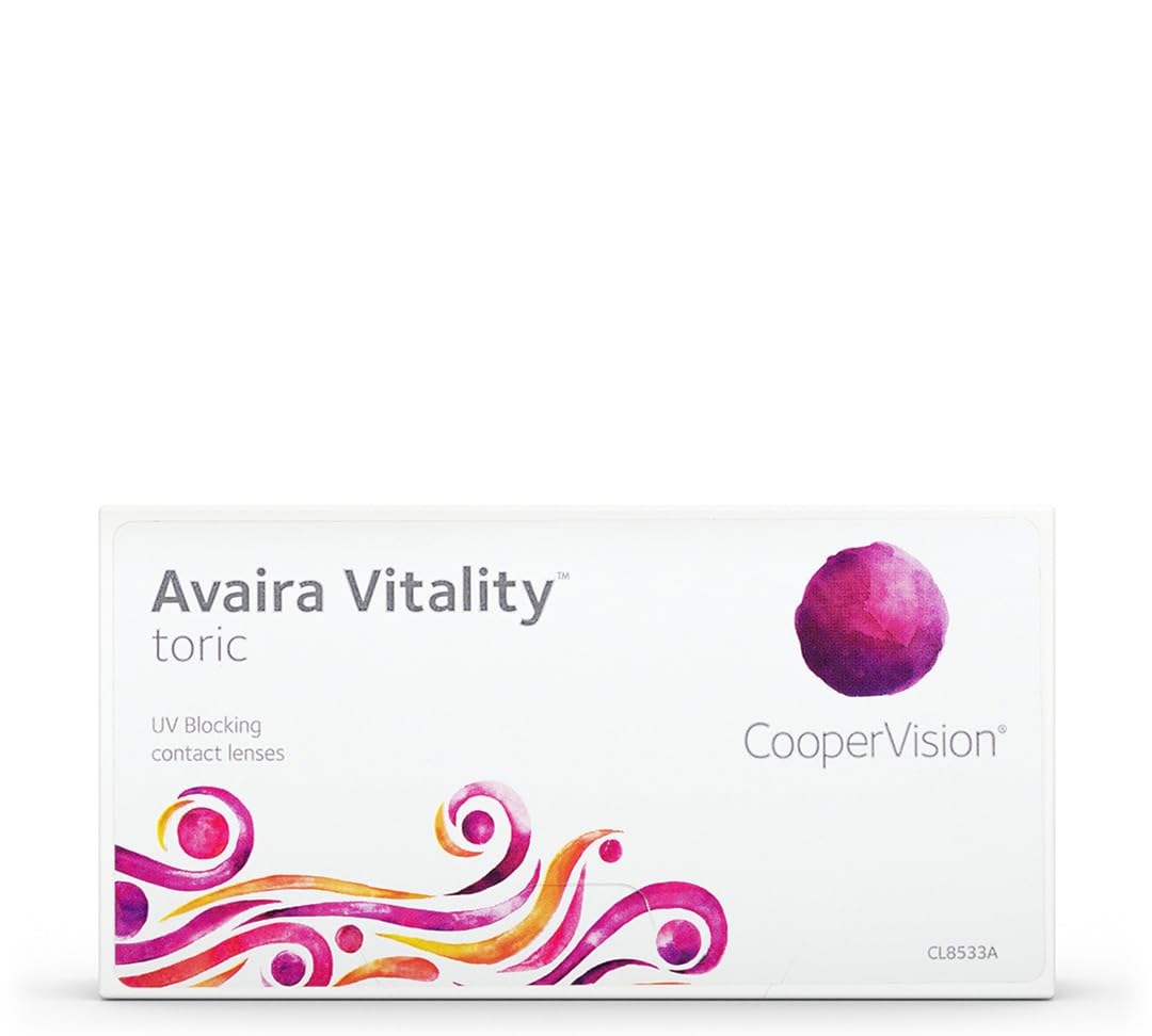 Coopervision Avaira Vitality Torische Monatslinsen weich, 6 Stück/ BC 8.5 mm/ DIA 14.5 mm/ CYL -0.75/ ACHSE 160 / -2.25 Dioptrien