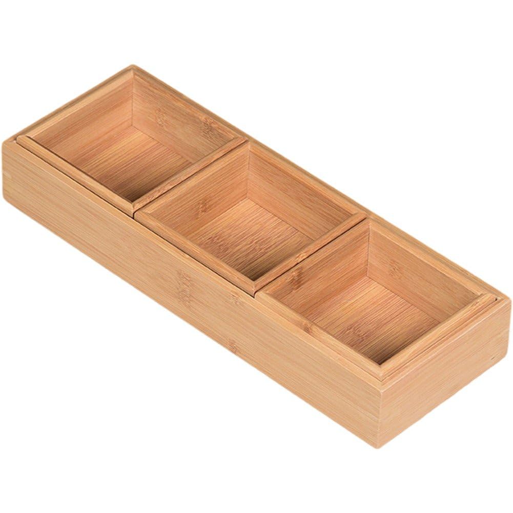 Bandeja de Madera Multiusos, Bandejas de bambú con Compartimentos, Multicolor(Khaki)