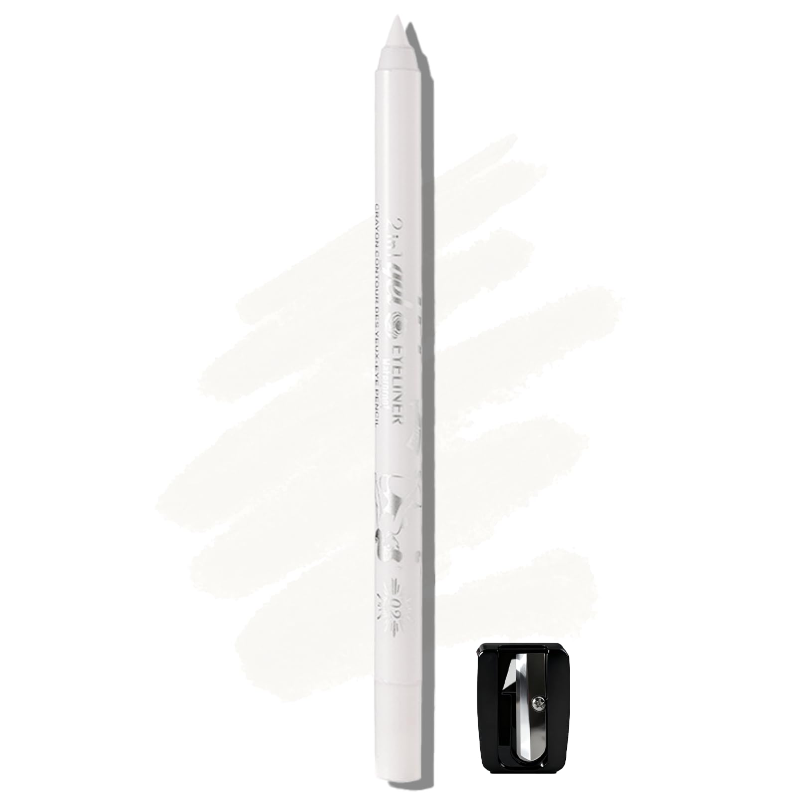 White Gel Eyeliner Pencil, High-Pigmented Smooth for Mature Women | Waterproof,Smudge-proof,Long Lasting,Creamy Formula,Eyes Makeup Pen with Sharpener