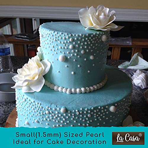 Image of La Casa Premium White Dragees | Small(1.5mm) Sized Pearl Balls Ideal for Cake Decoration & Garnishing | 100g |