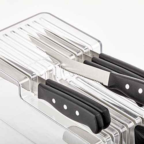 Mdesign Wide 2-Tier Plastic In-Drawer Knife Block - Storage And Organizer For Knives - Holds Up To 18 Knives - For Kitchen Drawers - Clear #TOP3