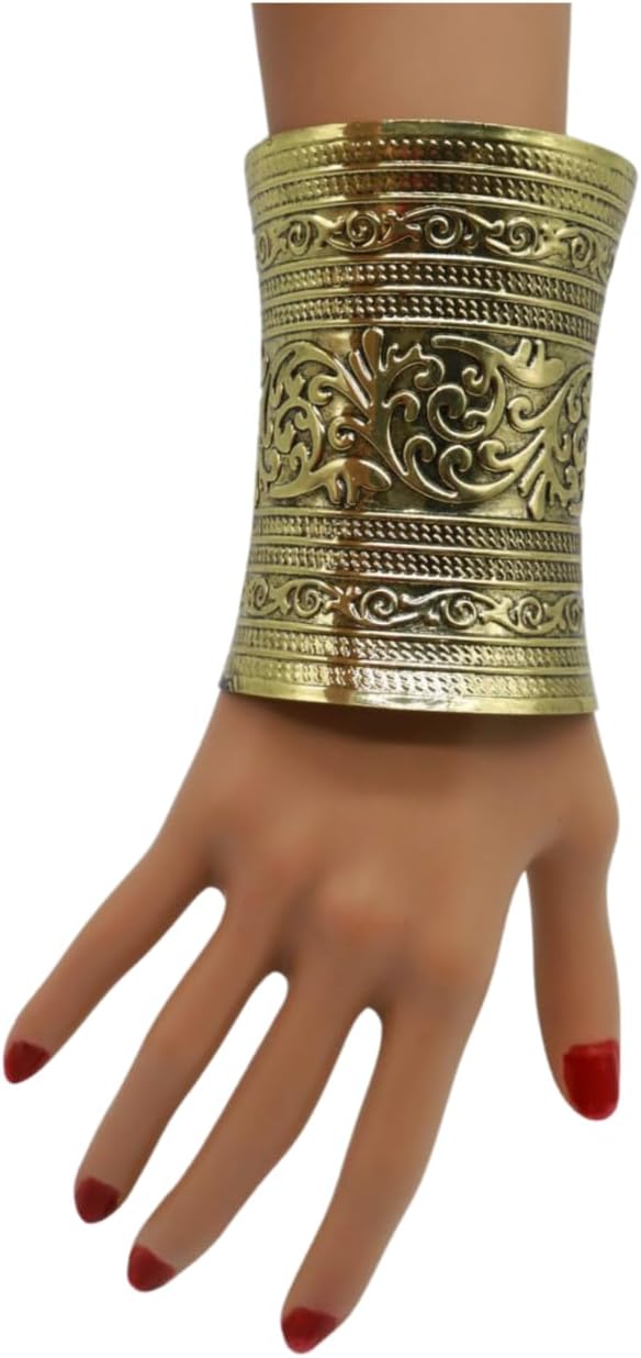 Women Fashion Jewelry Long Metal Cuff Bracelet Rusty Antique Gold Color Filigree - Image 8