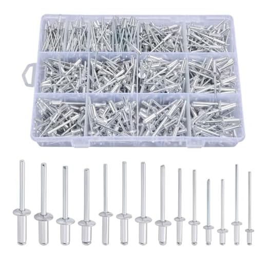 600pcs/1200pcs Blind Rivets Pop Rivets Assortment Kit, 14 SAE Sizes Aluminum Rivets (3/32" 1/8" 5/32" 3/16"), Assorted Blind Rivets with Reinfored Divider & Labeled Case for Storage (600)