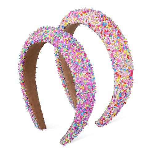 BIUDECO 2 Pièces Bandeaux Larges Rembourrés et Homme Bandeaux Éponge pour Maquillage Spa Lavage Visage et Halloween Accessoires Cheveux Lot de Rouge