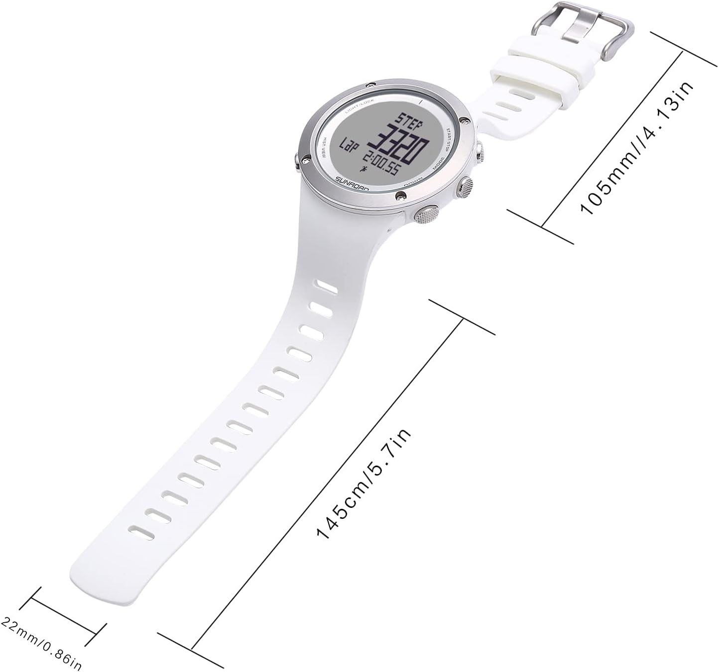 SUNROAD Scuba Diving Computer Digital Sports Watch Safety Stay time Depth 100M Waterproof Military Compass Altitude Pedometer Men Women (White)