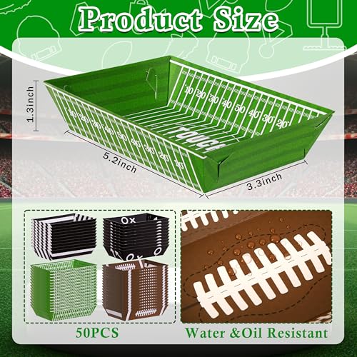 50 Pack Football Party Decorations Paper Food Trays - Movie Night Supplies Snack Stadium Serving Plates for Super Football Bowl Birthday Disposable Decor - Style 3 - Image 4
