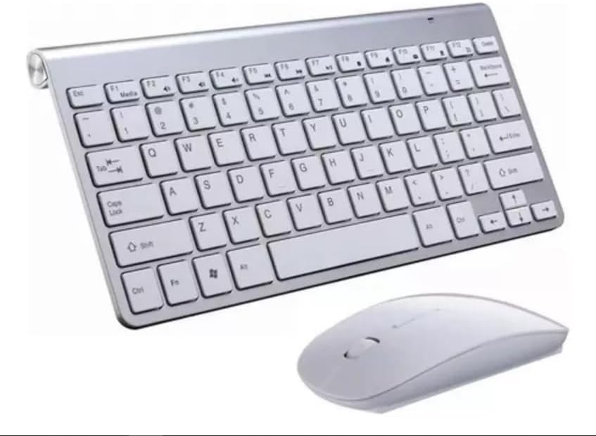 Kit Teclado e Mouse S/Fio Bluetooth 2.4G Branco Pc Notebook Smart...