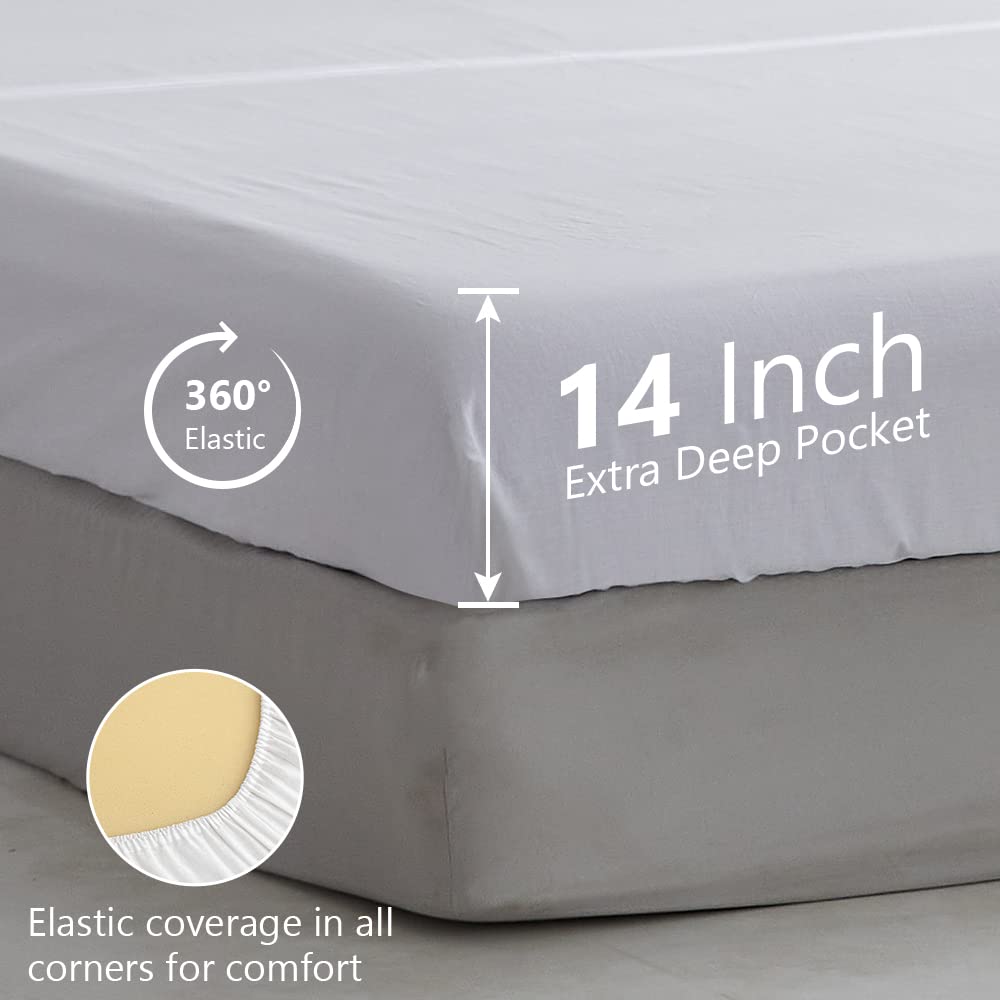 Amazon｜King Linens ベルギーリネンシーツセット ロングフリル付き 4