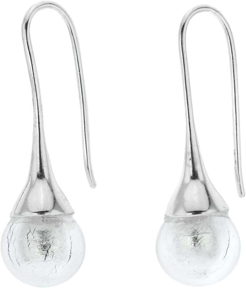 Glass Of Venice Murano Glass Drop Earrings - Silver White