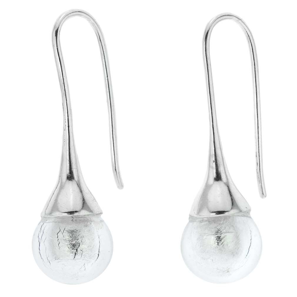 Glass Of Venice Murano Glass Drop Earrings - Silver White