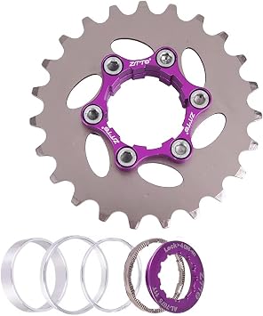 MTB Single Speed Cassette Cog Bicycle 1 Speed Sprocket Gear 16T-23T CNC Bike Freewheel Tensioner Bike Chain Tensioner with Derailleur Hanger
