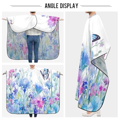 Capa de peluquería profesional impermeable MAOBLYR con cierre ajustable y diseño Watercolor Flower Field miniatura 5
