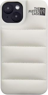 GINZER Fundas acolchadas para teléfono compatibles con iPhone 14, 1 funda protectora 3D de plumón suave al tacto, color blanco, a prueba de golpes, anticaídas, con forro de microfibra suave