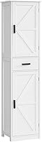 WEENFON Tall Slim Bathroom Storage Cabinet with 6 Adjustable Shelves & Drawer, White Narrow Cabinet for Kitchen, Living Room, Office