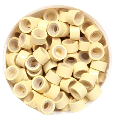 Microring Set 3in1: 1 Nadel, 1 Zange, 100 Microrings Silikon für Haarverlängerung mit Extensions blond Cover