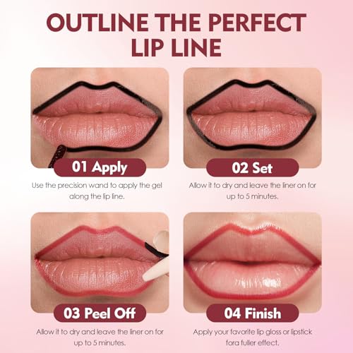 3 Stück Peel Off Lip Liner Stain,Peel Off Lippenstift,Wasserfester & Langanhaltender Lipliner,Hochpigmentierte Farbe,Lip Liner Lip Gloss Make Up Set,Langlebiger Tattoo Lipliner