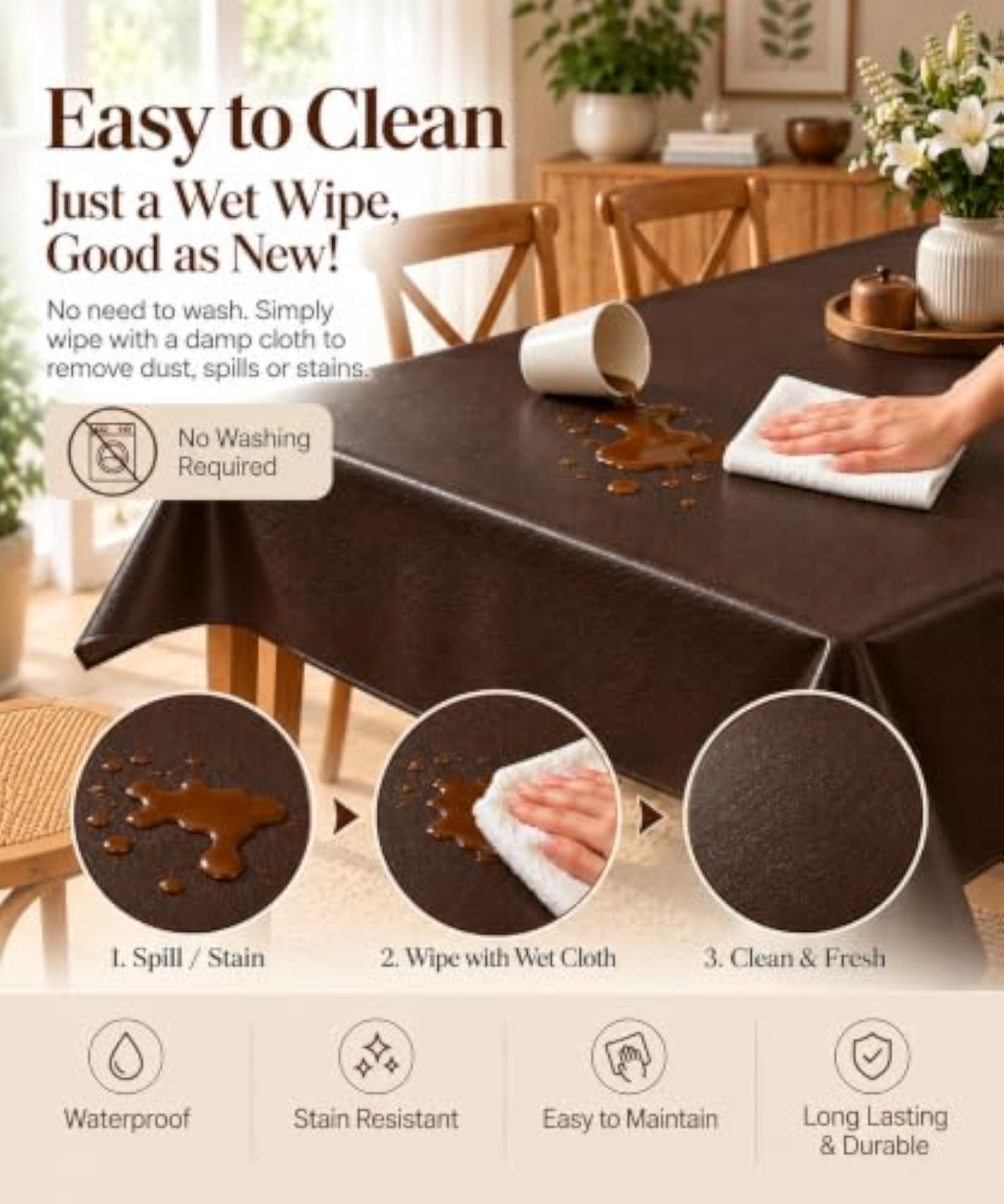 Premium Dining Table Cover 6 Seater Waterproof Gift