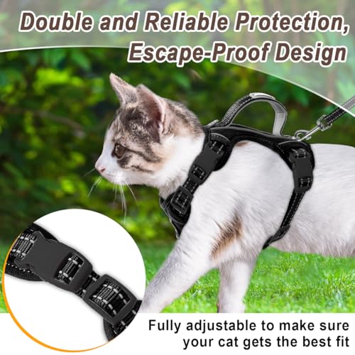 Cat Harness and Leash Set for Walking Escape Proof for Small Large cat Kitten Harness with ID tag Pocket (Black,XXS) by BARKBAY - Image 8