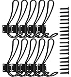 VersióN Avanzada Ganchos De Entrada RúSticos De Gran TamañO Para Montaje En La Pared, Ganchos Dobles Vintage Con Ganchos Industriales Duros Con Tornillos Grandes Incluidos (Negro)