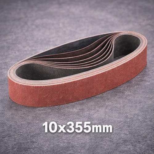 WODHMIEY 10×355mm Aluminiumoxid Schleifbänder 3/8×14 Zoll – 55 Stück gemischte Körnung 60 80 100 120 150 180 240 320 400 600 800 – Schleifband Set für Holz Metall Kunststoff – Für Bandschleifer