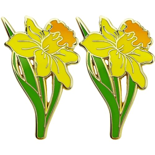 Image of Enamel Pin Badge Daffodil Flower Brooch Pin for Teachers Nurses Doctors Lawyers Architects Interior Designers Florists Gardeners