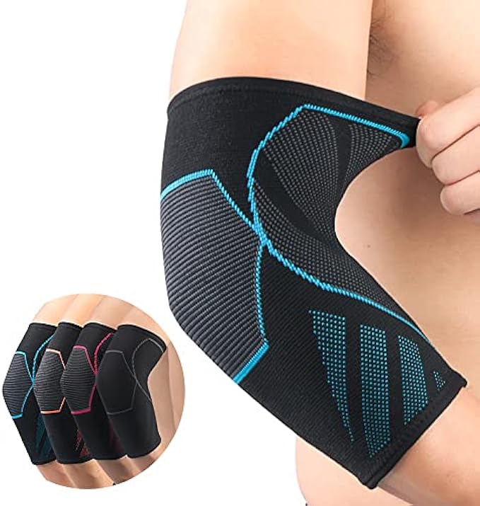 VVRAIN Elbow Compression Sleeve(1 Pair)，Tennis Elbow Braces for Tendonitis and Arm Supports golfer elbow support for women & men, weightlifting