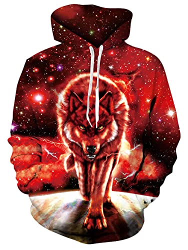 ALISISTER Hoodies Herren Damen Neuheit 3D Galaxis Wolf Grafik Printed...
