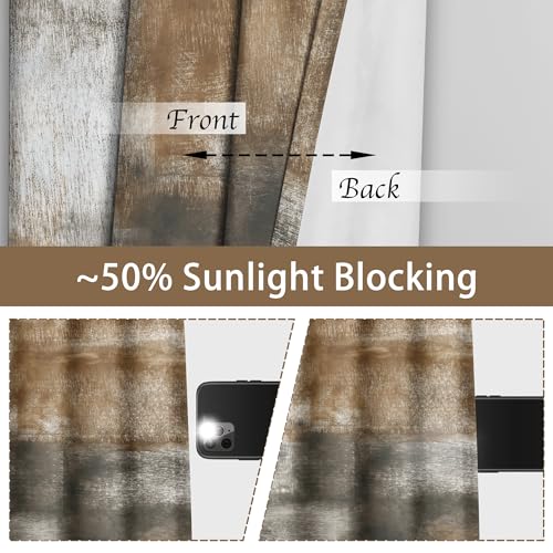 Image of Asuexpect Abstract Kitchen Curtains 2 Panels Abstract Rust Curtain Room Darkening Grommet Window Drapes Modern Decorative Window Treatments, 26x36 Inches, Tan