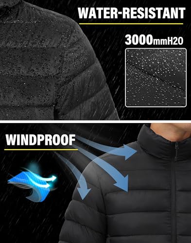 Pioneer Camp Mens Lightweight Packable Puffer Jacket Winter Insulated Puffy Coat Water Repellent Warm Quilted Jackets Travel(Black;L) thumb #2