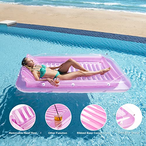 Inflatable Pool Floats Boat For Adults, Blow Up Tanning Pool Raft Tub With Inflatable Pillow For Family Outdoor, Garden, Backyard Summer Water Party (Pink) #TOP7