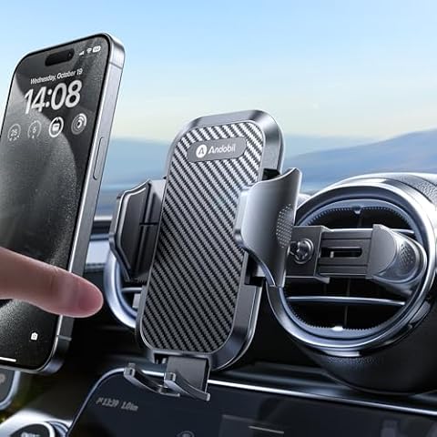 andobil Phone Holders for Your Car - [Upgraded & Strongest] Car Vent Phone Holder Mount fit for Round Horizontal Vertical Air Vent for iPhone 16 Pro Max 15 14 13 12 Samsung Galaxy S24 and More Cover