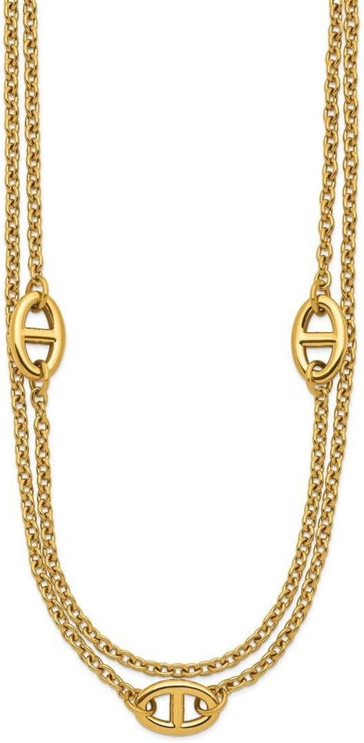 JewelryWeb 4mm Stainless Steel Polished Yellow Ip Two-strand +2in Necklace 16 Inch Strand Necklace for Women