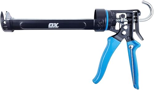 OX Tools Pro OX-P044410 Pistola de calafateo resistente de 10 onzas, relación de empuje 12:1, pistola de calafateo de 10 onzas, dispensador de