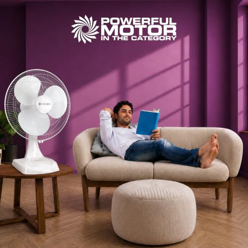 Image of SINGER Brissa 11 60W High Speed Table Fan | 100% Copper Motor | 75 CMM Air Delivery | 3 Speed Control | Silent Operation | Adjustable Height | ISI Certified | 2 Years Warranty
