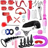 Sex Whip BDSM Adult Couples Games Anal Plug Dildo Bondage for Sex 32 Pcs BDSM Leather Bondage Sets Restraint Kits for Women and Men Adult Sex Toys