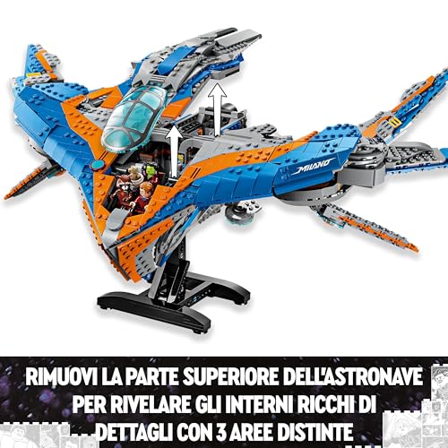 | Marvel Guardiani della Galassia: Milano, Modellino di Astronave Giocattolo da Costruire con 4 Supereroi tra cui Star-Lord e Baby Groot, Regalo per Bambini da 12 Anni, Gioco da Collezione 76286 - Lego - Immagine 3