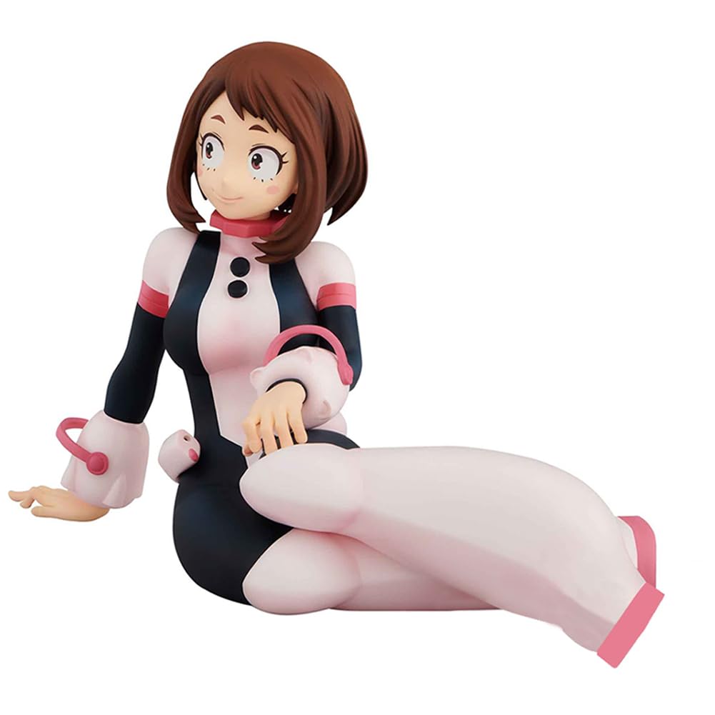 MABAIUDE MHA Uraraka Ochako Figure MHA Statue, 10cm Sitting Pose Uraraka Ochako Figure Collectible Desktop Decoration Gifts