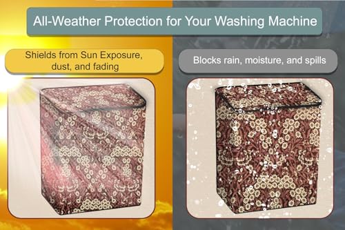 Image of Stylista Waterproof and Dustproof PVC Washing Machine Cover Compatible for Godrej 7 Kg Semi-Automatic Top Loading WS EDGE CLS 70 5.0 PN2 GPGR, Floral Pattern Beige