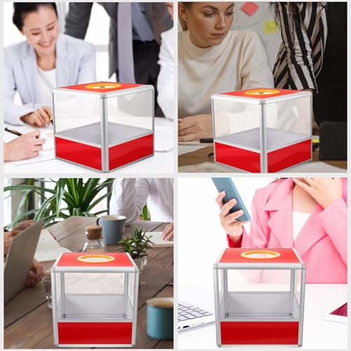 Caja de rifa transparente anticaídas con borde de aluminio para guardar boletos 5