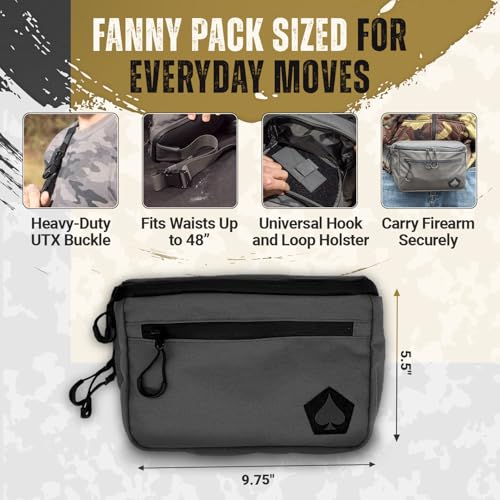 Image of HighSpeedDaddy Tactical Fanny Pack - Waterproof Fanny Belt Bag Pack with Adjustable Waist - 500D Nylon with Quick-Access Pockets - Everyday EDC Pouch for Men & Women - Gunmetal Gray